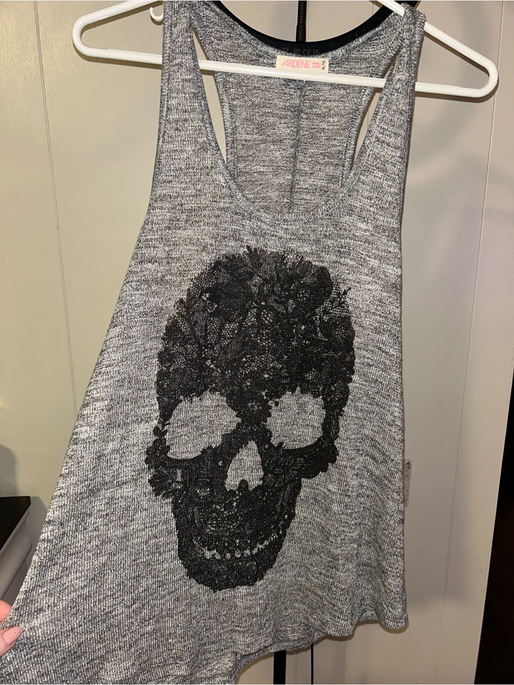 Gray glitter skull Racerback Tank - Picture 2 of 5